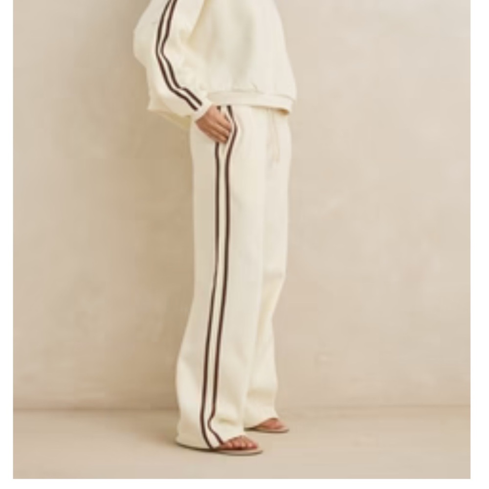 Rhythm Cream Joggers with Brown Side Stripes